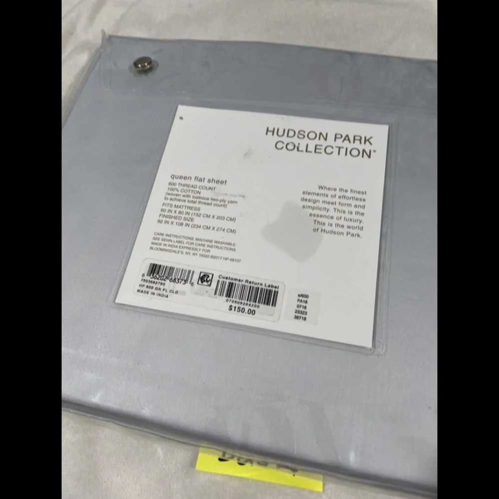 NIB [ Queen ] for Hudson‎ Park 600TC Cotton Flat Sheet in Cloud